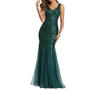 Daikascbny Dresses Donna Eleganti Vintage Damigella d'Onore Cerimonia Abito da Donna Banchetto Eleganti Lunghi Ruffled Vestito da Sera Curvy Spalline da Sera Abiti Donna Cocktail