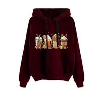 Daikascbny Felpa Donna A Stampa Girocollo Casual Oversize con Pattern Halloween Maglia Donna Felpa Donna Casual Top Donna Elegante con Cappuccio Sportivo Comode di Halloween Felpa Donna A Stampa