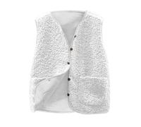Daikascbny Gilet da donna senza maniche Giacca in pile caldo cappotto autunno inverno Sherpa gilet casual outdoor gilet giacche comode calde senza maniche pulsante classico giacca con tasche, bianco
