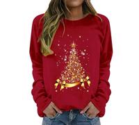 Daikascbny Maglia Donna Elegant Taglia Forti alla Moda Felpa Stampato Senza Cappuccio Pullover Tops da Natale Manica Lunga Grinch Natale Stampato per Il Tempo Libero Sportivo Maglione Natalizio Donna