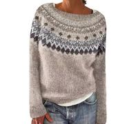 Daikascbny Maglione Donna Invernale Jacquard Pullover Chic | Maglia norvegese soffice e termica con lavorazione a maglia fitta per proteggere efficacemente dal freddo