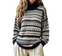 Daikascbny Maglione Donna Jacquard Girocollo Pullover Casual | Haut in maglia soffice dal taglio comodo e moderno perfetto per comporre outfit casual chic per l'inverno