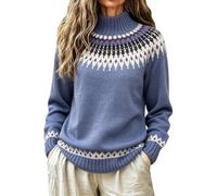Daikascbny Pullover Donna Invernale Caldo Maglione Norvegese | Maglia a costine elasticizzate con disegno etnico nordico per una sensazione di calore duraturo nelle giornate fredde