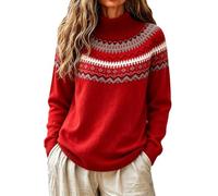 Daikascbny Pullover Donna Invernale Caldo Maglione Norvegese | Maglia a costine elasticizzate con disegno etnico nordico per una sensazione di calore duraturo nelle giornate fredde
