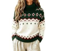 Daikascbny Pullover Donna Invernale Caldo Maglione Norvegese | Maglia a costine elasticizzate con disegno etnico nordico per una sensazione di calore duraturo nelle giornate fredde