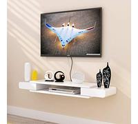 DAIKK Mobile TV a Parete Bianco Mensola a Muro Galleggiante Router WiFi Multimediale Sky Box Set Top Box Scaffale per decoder Via Cavo (Colore : 90CM)