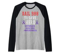 Dail 988 per Salvare i veterani dalla Crisi Militare suicida Maglia con Maniche Raglan