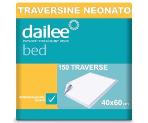 Dailee Bed 40x60 - 150x Traverse Neonato - Traversine Neonato Fasciatoio e Cambio del Pannolino - 6 Confezioni da 25 Pezzi, Formato Scorta