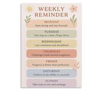 Daily Affirmations Poster Weekly Reminder Self Care Mindset Motivation | Seven powerful statements one for each day to boost confidence and maintain a growth(Unframed,08x12inch(20x30cm))