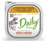 1 x 300 g Almo Nature Daily Alimento Cibo Umido Patè per Cani Adulti Ricetta Senza Glutine con Pollo Prosciutto e Formaggio in Vaschetta