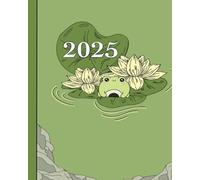 Daily Planner 2025: Everyday planning notebook with cute frog on lily pad illustration, 8" x 10",150 pages, perfect gift idea for students, office workers, art and nature lovers,