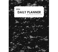 Daily Planner, Appointment Book, 2026, 12 Months, 15 minutes intervals plus a to do list and notes section, Perfect Binding, 8.5" x 11", Black, Minimalist Design