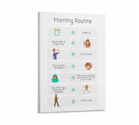 Daily Routine Checklist Morning Schedule Poster Home Organization Planner Productivity Wall-Art for Entryway Family Room Decor(Framed,08x12inch(20x30cm))