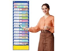 Daily Schedule Pocket Chart - 15+1 Scheduling Pocket Chart, Classroom Schedule with Dry-erase Pens, Schedule Pocket Chart, Educational Charts for Classroom Office Home Preschool Activity