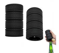 Daily Treasures Confezione da 2 apribottiglie magnetici a pressione verso il basso, in acciaio inox, con tappo magnetico, accessori per birra fresca e regali unici per uomini, papà, lui (nero)