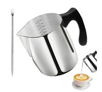 Daily Treasures Lattiera 600ml con Manico Anti-Scald - Lattiera Acciaio Inox 304 per Cappuccino, Bricco Latte con Pennarello Latte Art, Ideale per Barista e Caffè (Nero)