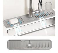 Daily Treasures Tappetino paraspruzzi per lavello da cucina, 45 x 10 cm, design a bordo stretto, tappetino in silicone per rubinetto con inclinazione di 5°, tappetino per tenere in ordine il lavello