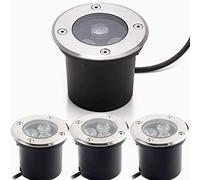 Dailyart 4 Faretti da Pavimento, Faretto da Pavimento da Incasso 3W 230V AC IP65 270lm Faretti a Incasso LED da Segnapasso esterno lampada da terra, acciaio inox rotondo caldo Bianco