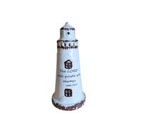 DAILYBREAD Faro statuetta in ceramica con luce notturna con scrittura, il Signore ti guiderà sempre, altezza 12,7 cm
