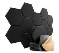 Dailycooper Confezione da 12 pannelli acustici autoadesivi, 30,5 x 25,4 x 1 cm, pannelli fonoassorbenti ad alta densità, elegante design esagonale, resistenti alle fiamme, assorbono il rumore ed