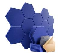 Dailycooper Confezione da 12 pannelli acustici autoadesivi, 30,5 x 25,4 x 1 cm, pannelli in schiuma ad alta densità, design esagonale elegante, resistente alla fiamma, assorbe il rumore ed elimina gli echi (blu)