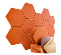 Dailycooper Confezione da 12 pannelli acustici autoadesivi, 30,5 x 25,4 x 1 cm, pannelli in schiuma ad alta densità, design esagonale elegante, resistente alla fiamma, assorbe il rumore ed elimina gli echi (arancione)