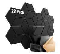 Dailycooper Confezione da 22 pannelli acustici autoadesivi, 30,5 x 25,4 x 1,0 cm, pannelli in schiuma ad alta densità, design alla moda, resistenti alla fiamma, assorbono il rumore ed eliminano gli echi (nero)