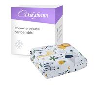 Dailydream Coperta per bambini, 104 x 150 cm, 3,2 kg, motivo Safari, in 100% cotone, con imbottitura in perle di vetro, coperta pesante per dormire, peso corporeo, 35 - 55 kg