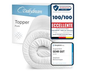 Dailydream Topper matrimoniale 160x190 cm memory foam, altezza 5 cm, «Edition Pure, Model M », Topper per materasso, divano letto o letto da campeggio, Coprimaterasso confortevole