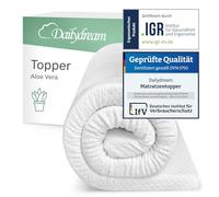 Dailydream Topper singolo 90x190 cm memory foam, altezza 5 cm, «Edition Aloe Vera, Model M », Topper per materasso, divano letto o letto da campeggio, Coprimaterasso confortevole