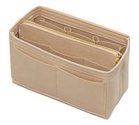 DailyPlus Organizer per borsetta in feltro con cerniera, scomparti per portachiavi, beige, S