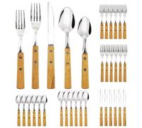 DailyTreasures Set Posate 30 Pezzi in Acciaio Inox con Manico Legno Palissandro - Posateria per 6 Persone, Forchetti Coltelli Cucchiai per Casa Cucina Feste