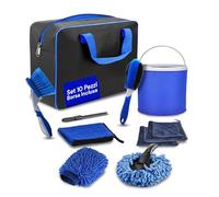 Daimann Kit Pulizia Auto 16 Pezzi, Kit Lavaggio Auto e Moto Interni Esterni | Set pulizia auto con spazzola per cerchioni, panni in microfibra, guanti in chenille e pennelli detailing per abitacolo