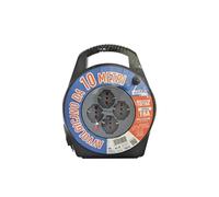 Daimann Prolunga Elettrica 10 Metri con Avvolgicavo Manuale, 4 Prese Bipasso/Schuko P40, Interruttore di Sicurezza 3200W