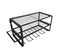 DAIMANN - Scaffalatura Porta Attrezzi da Parete in Acciaio con 4 Scomparti e Ripiani in Griglia, Pannello Portautensili da Lavoro Salvaspazio per Garage e Officina, Facile da Installare