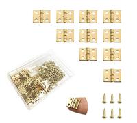 Daimay 50 pezzi Mini cerniere in rame puro Cerniere in ottone retrò con 200 pezzi di ricambio per unghie per scatola di legno Cassettiera per gioielli Accessori fai da te - Giallo 10 x 8 mm