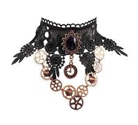 Daimay Girocollo in Pizzo Punk Party Gothic Vintage Handmade Lolita Retro Gear Flower Girocollo Sposa per Donna - Nero Y484