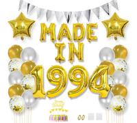 Daimay Happy 31 Birthday Balloon Banner Decorazioni Oro MADE IN 1994 Foglio di alluminio Lettere Palloncini Coriandoli in lattice Palloncini Triangolo Bandiera Forniture per feste Topper per torta per