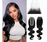 DaiMer 2 x 6 Lace Closure Body Wave Human Hair Trasparente 2 by 6 Lace Closure 18 pollici 100% brasiliano Vergine Unprocessed Free Part Human Hair Closure with Baby Hair Natural Color