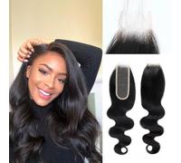 DaiMer 2 x 6 Lace Closure Body Wave trasparente Lace Closure 100% brasiliana vergine umana extension per capelli neri con capelli pre-plucked Baby Hair Free Part Natural Color 12 pollici