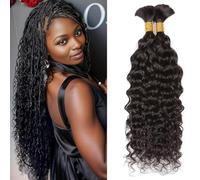 DaiMer Human Braiding Hair 2 Bundles 100 g Water Wave Bulk Human Hair for Braiding Water Wave Braid Human Hair Bulk Virgin Hair for Boho Braids Wet and Wavy Natural Colour 18 Inch 100 g (1 Pack of 2)