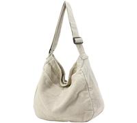 DAINAOTM Borsa a tracolla in tela casual hobo borsa a tracolla per donne e uomini grande borsa messenger borsa da viaggio lavoro, 2-bianco, Large