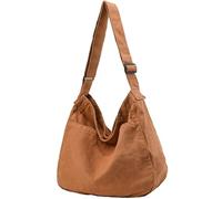 DAINAOTM Borsa a tracolla in tela casual hobo borsa a tracolla per donne e uomini grande borsa messenger borsa da viaggio lavoro, 1-marrone, Large