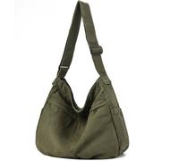 DAINAOTM Borsa a tracolla in tela per donne e uomini, grande, borsa messenger, da viaggio, lavoro, shopping, 0-cs Verde militare, Large, Borsa a tracolla in tela grande Hobo per donne e uomini