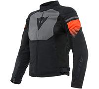 Dainese - Air Fast Tex Jacket, Giacca Moto Estiva, Tessuto QuickDry, Protezioni Morbide su Spalle e Gomiti, Giacca Moto da Uomo, Nero/Grigio/Rosso Fluo, 60