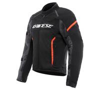 DAINESE - Air Frame 3 Tex Jacket, Giacca da Moto Estiva in Tessuto, con Fodera Antivento, Nero/Rosso fluo, 48