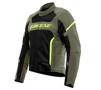 Dainese - Air Frame 3 Tex Jacket, Giacca da Moto Estiva in Tessuto, con Fodera Antivento, Uomo, Verde Militare/Nero/Giallo Fluo, 58