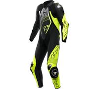 Dainese Audax D-Zip tuta in pelle da moto traforata in 1 pezzo, nero-bianco-giallo, taglia 46 per maschi
