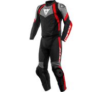 Dainese Avro 4 Tuta in pelle da moto in 2 pezzi, nero-grigio-rosso, taglia 50 per maschi