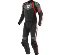 Dainese Avro 4 Tuta in pelle da moto in 2 pezzi, nero-grigio-rosso, taglia 54 per maschi